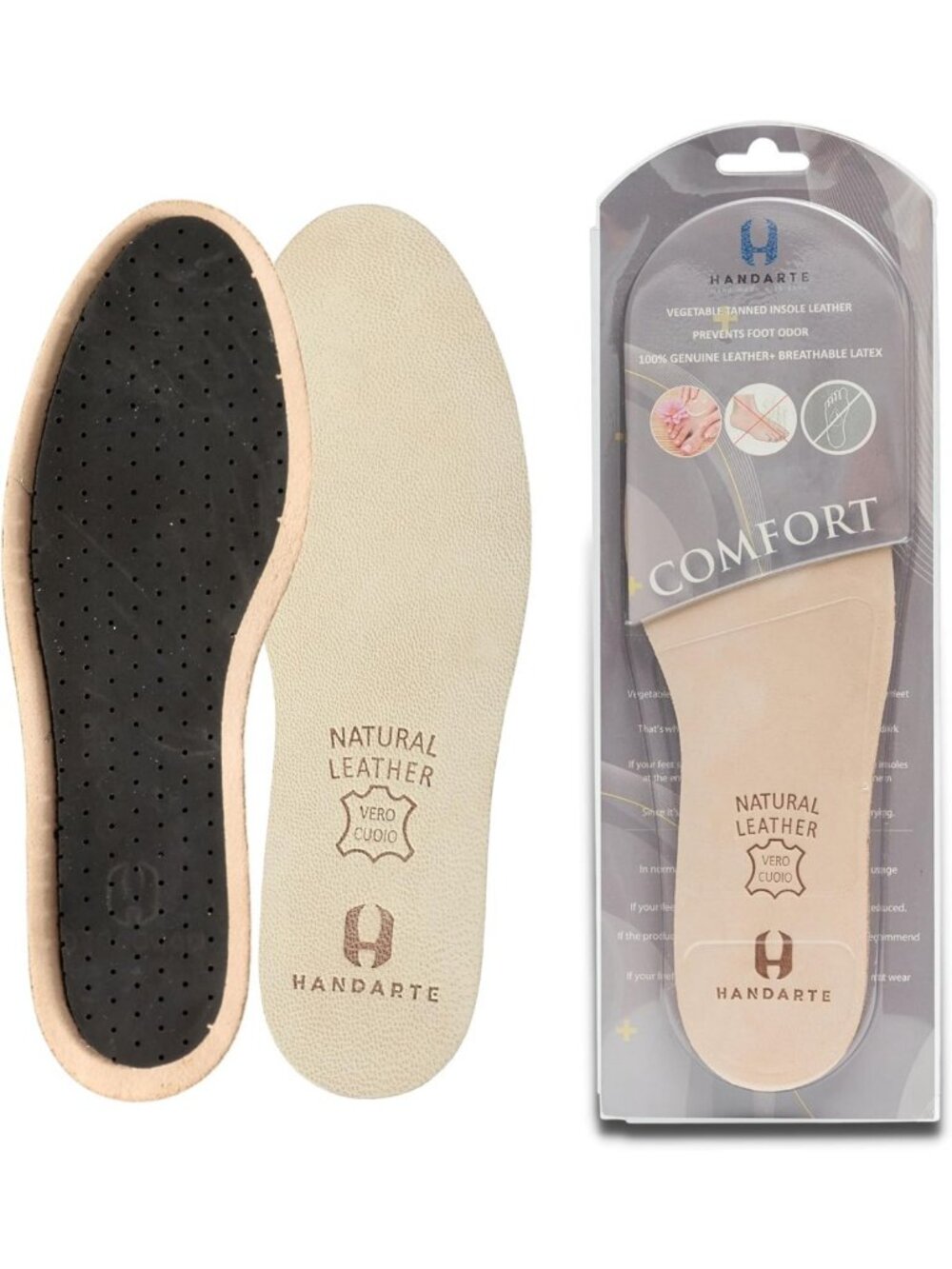 Thin Leather Sockless Insoles for Men | Natural Goatskin, Anti-Odor, Sweat-Free